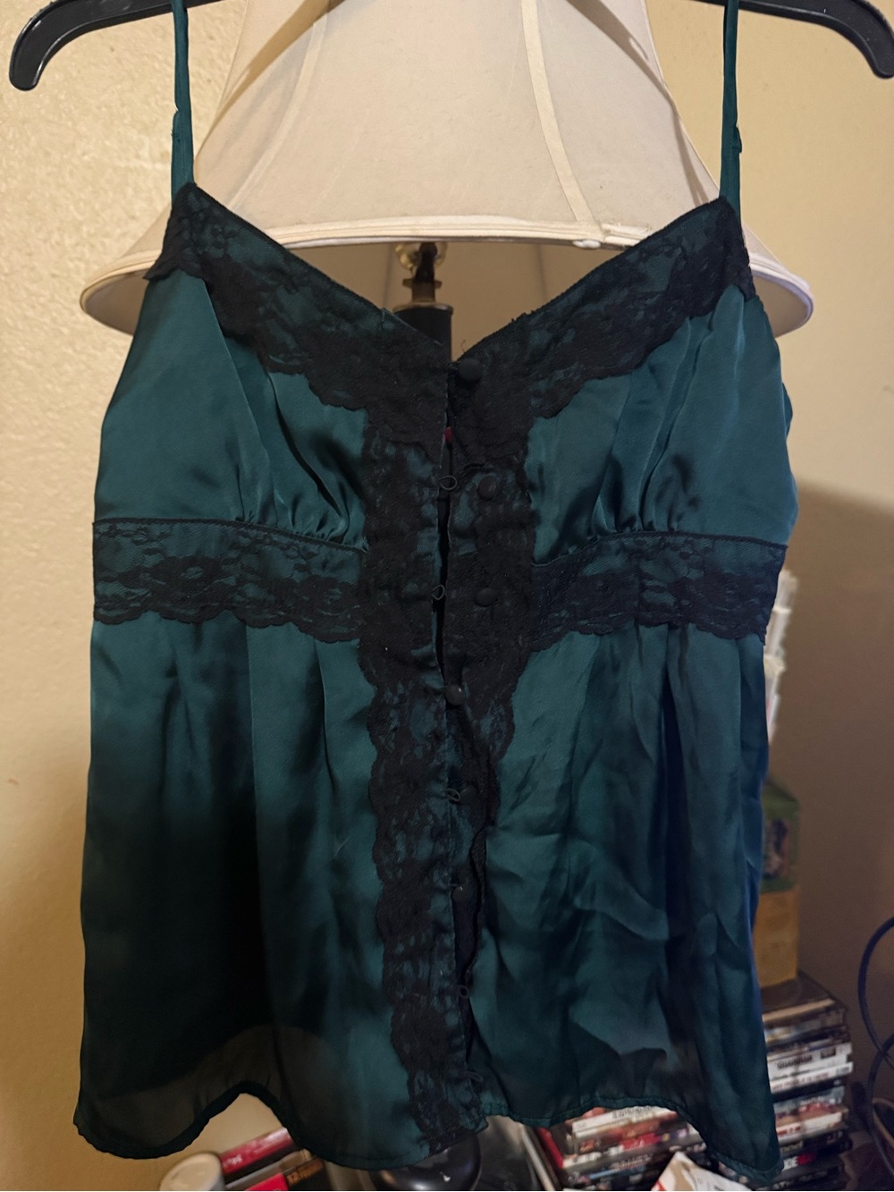 Forever 21 Teal and Black Satin-Lined Top